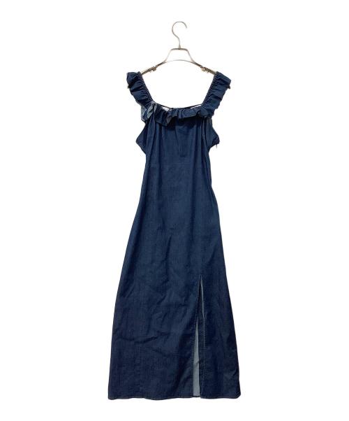 Snidel（スナイデル）Snidel (スナイデル) フリルスリーブワンピース インディゴの古着・服飾アイテム