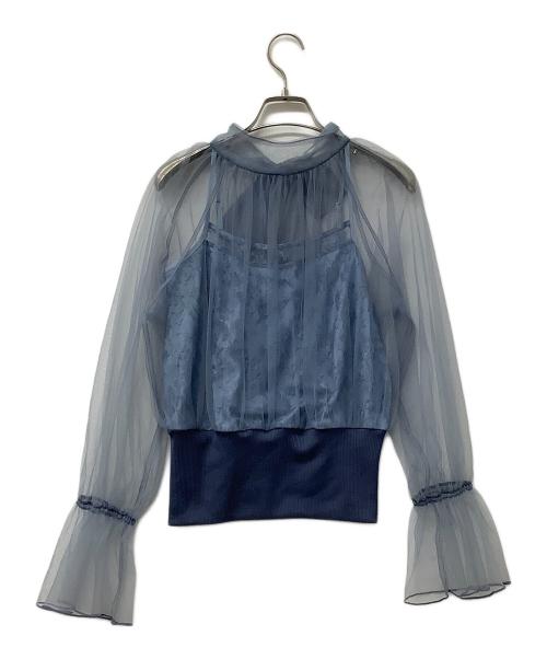 Lily Brown（リリーブラウン）Lily Brown (リリーブラウン) ブラウス チュールレーストップス スカイブルー サイズ:Fの古着・服飾アイテム