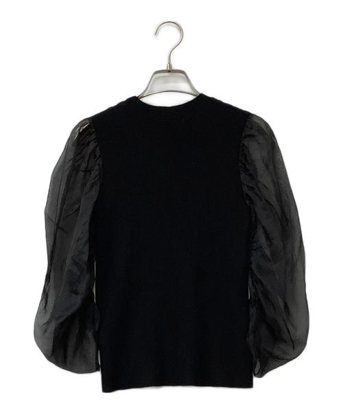 Snidel（スナイデル）Snidel (スナイデル) パッカリングスリーブニットプルオーバー ブラック サイズ:Fの古着・服飾アイテム