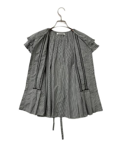 Snidel（スナイデル）Snidel (スナイデル) ビッグカラーノースリーブブラウス ホワイト×ブラック サイズ:Fの古着・服飾アイテム