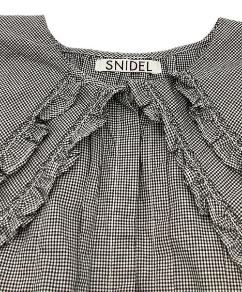 Snidel（スナイデル）Snidel (スナイデル) ビッグカラーノースリーブブラウス ホワイト×ブラック サイズ:Fの古着・服飾アイテム