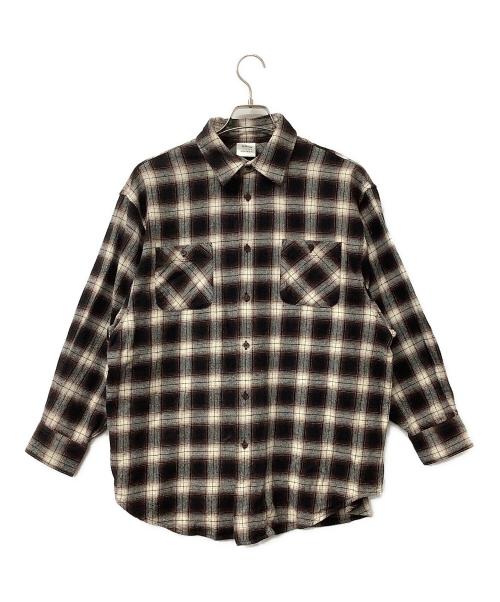 DISNEY（ディズニー）DISNEY (ディズニー) moussy (マウジー) 長袖シャツ オンブレチェックシャツ ブラウン サイズ:FREEの古着・服飾アイテム