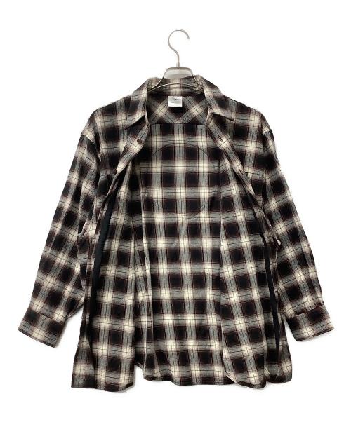 DISNEY（ディズニー）DISNEY (ディズニー) moussy (マウジー) 長袖シャツ オンブレチェックシャツ ブラウン サイズ:FREEの古着・服飾アイテム