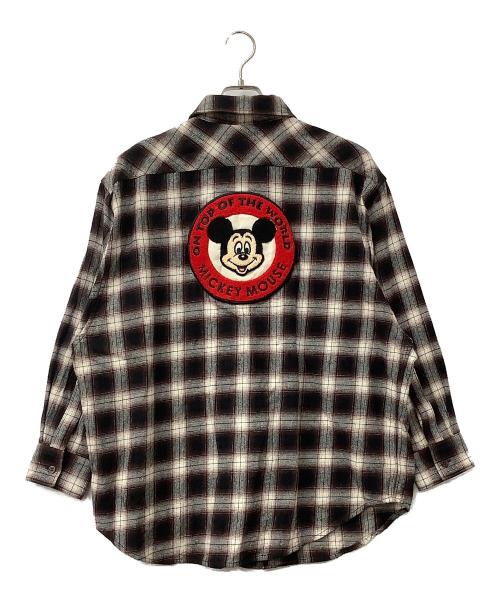DISNEY（ディズニー）DISNEY (ディズニー) moussy (マウジー) 長袖シャツ オンブレチェックシャツ ブラウン サイズ:FREEの古着・服飾アイテム