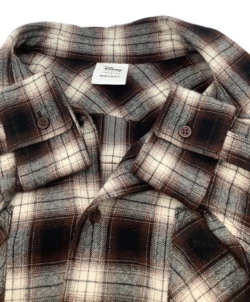 DISNEY（ディズニー）DISNEY (ディズニー) moussy (マウジー) 長袖シャツ オンブレチェックシャツ ブラウン サイズ:FREEの古着・服飾アイテム
