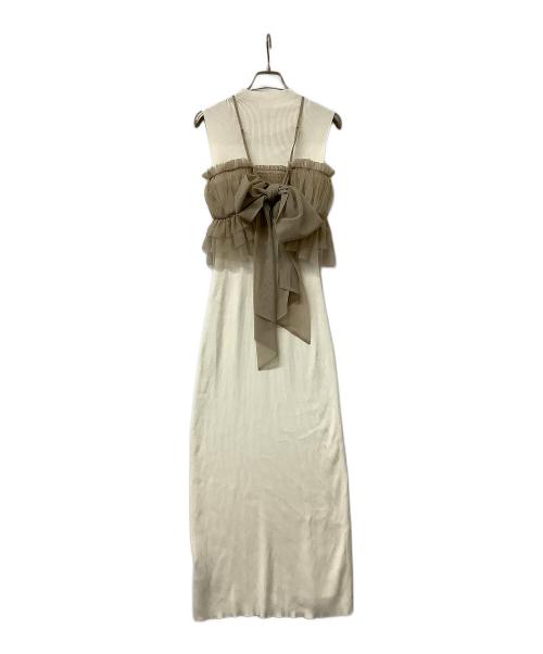 Snidel（スナイデル）Snidel (スナイデル) ノースリーブワンピース Sustainableチュール&ノースリニットワンピース アイボリー サイズ:Fの古着・服飾アイテム