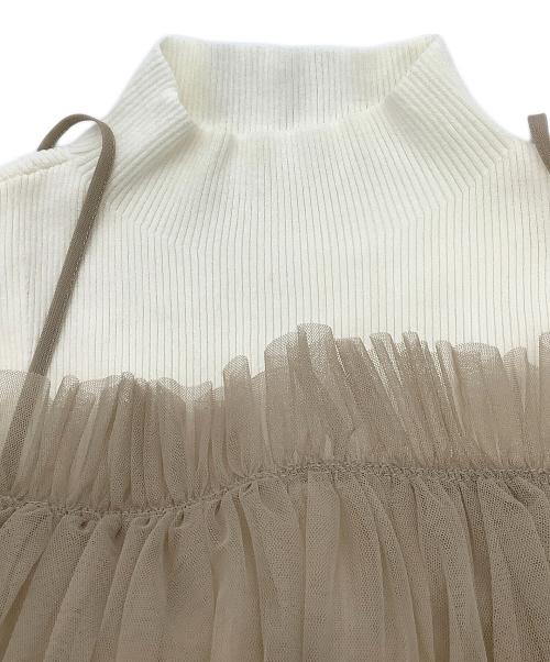 Snidel（スナイデル）Snidel (スナイデル) ノースリーブワンピース Sustainableチュール&ノースリニットワンピース アイボリー サイズ:Fの古着・服飾アイテム