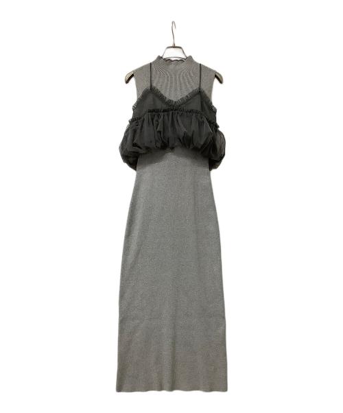 Snidel（スナイデル）Snidel (スナイデル) ノースリーブワンピース チュールセットニットワンピース グレー サイズ:Fの古着・服飾アイテム