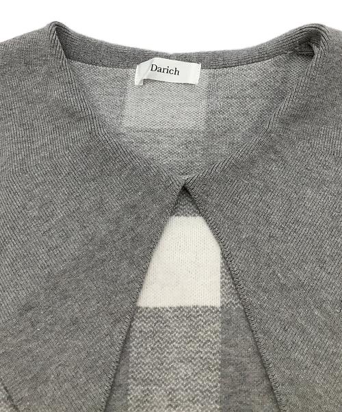 darich（ダーリッチ）darich (ダーリッチ) ノースリーブワンピース ビッグカラーギンガムチェックニットロングワンピース グレー サイズ:Freeの古着・服飾アイテム