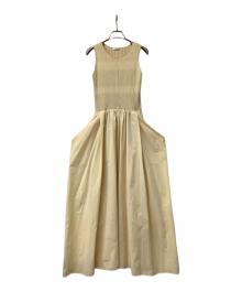 FRAY ID（フレイ アイディー）の古着「ノースリーブワンピース ECOVEROアメスリニットコンビワンピ」｜イエロー