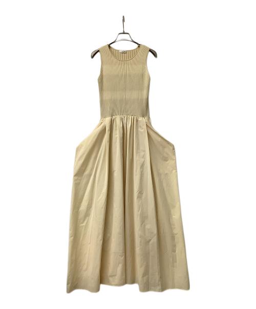 FRAY ID（フレイ アイディー）FRAY ID (フレイ アイディー) ノースリーブワンピース ECOVEROアメスリニットコンビワンピ イエロー サイズ:1の古着・服飾アイテム