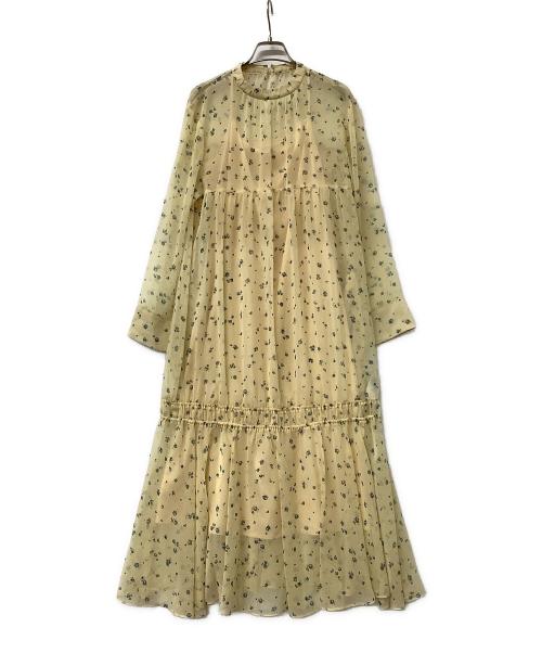 emmi（エミ）emmi (エミ) 長袖ワンピース プリントティアードワンピース イエローの古着・服飾アイテム