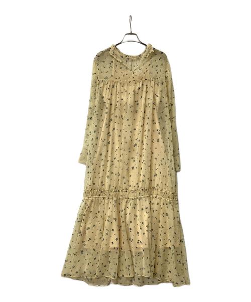 emmi（エミ）emmi (エミ) 長袖ワンピース プリントティアードワンピース イエローの古着・服飾アイテム