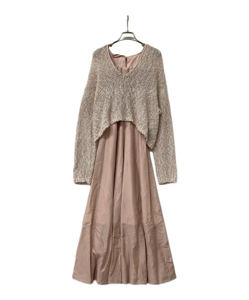Snidel（スナイデル）Snidel (スナイデル) ワンピース スラブニットセットシアーワンピース ピンクの古着・服飾アイテム