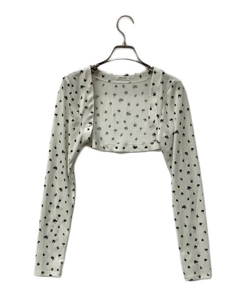 FRAY ID（フレイ アイディー）FRAY ID (フレイ アイディー) ワンピース フラワープリントボレロコンビキャミワンピース ホワイト×ブラックの古着・服飾アイテム