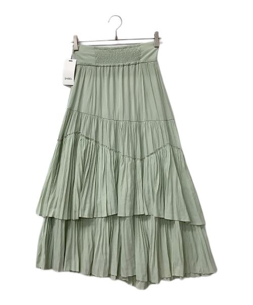 Snidel（スナイデル）Snidel (スナイデル) ロングスカート プリーツティアードナロースカート グリーンの古着・服飾アイテム