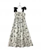 FRAY IDフレイ アイディー）の古着「キャミソールワンピース ワイドストラップステッチワンピース」｜ホワイト×ブラック