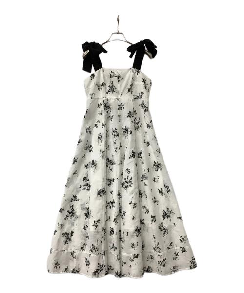 FRAY ID（フレイ アイディー）FRAY ID (フレイ アイディー) キャミソールワンピース ワイドストラップステッチワンピース ホワイト×ブラックの古着・服飾アイテム