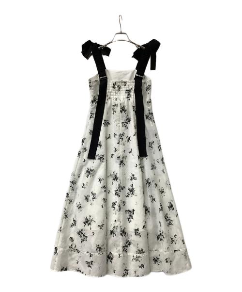 FRAY ID（フレイ アイディー）FRAY ID (フレイ アイディー) キャミソールワンピース ワイドストラップステッチワンピース ホワイト×ブラックの古着・服飾アイテム