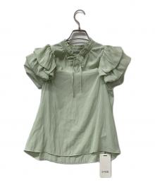 Snidel（スナイデル）の古着「半袖ブラウス 2WAYバルーンショートスリーブブラウス」｜グリーン