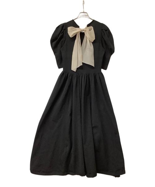 Snidel（スナイデル）Snidel (スナイデル) ワンピース Sustainableバックボウタイニットワンピース ブラック サイズ:Fの古着・服飾アイテム