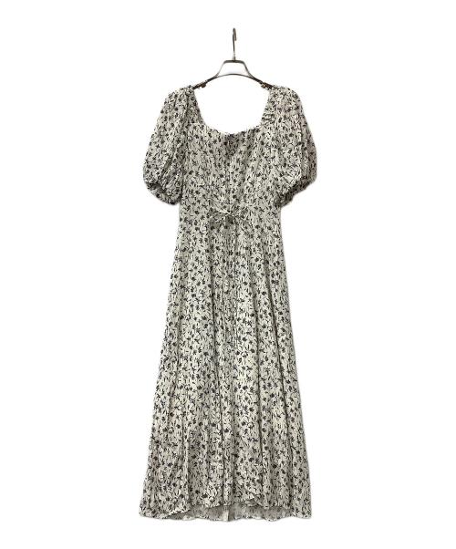 Snidel（スナイデル）Snidel (スナイデル) 半袖ワンピース レーヨンパフプリントワンピ アイボリー×グレーの古着・服飾アイテム