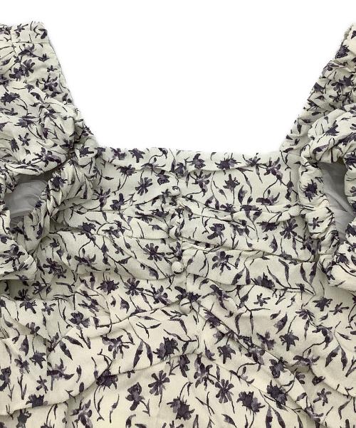 Snidel（スナイデル）Snidel (スナイデル) 半袖ワンピース レーヨンパフプリントワンピ アイボリー×グレーの古着・服飾アイテム