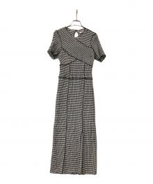 Snidel（スナイデル）の古着「半袖ワンピース メローカットワンピース」｜ホワイト×ブラック