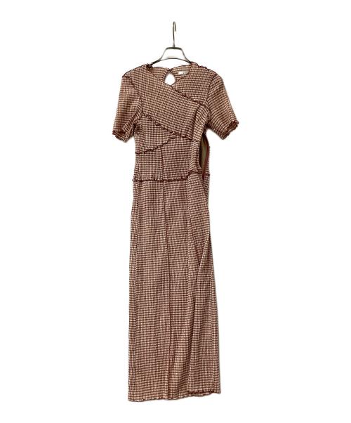 Snidel（スナイデル）Snidel (スナイデル) ワンピース メローカットワンピース アイボリー×ピンクの古着・服飾アイテム