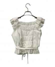 Snidel（スナイデル）の古着「ノースリーブブラウス 短丈フリルブラウス」｜ホワイト