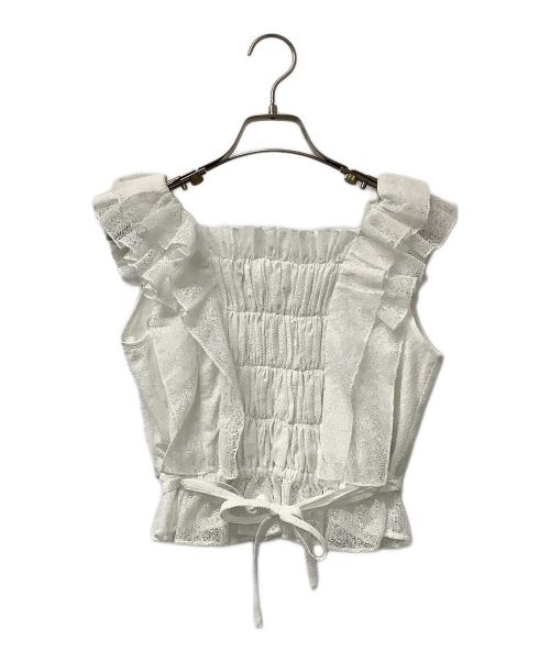 Snidel（スナイデル）Snidel (スナイデル) ノースリーブブラウス 短丈フリルブラウス ホワイト サイズ:Fの古着・服飾アイテム