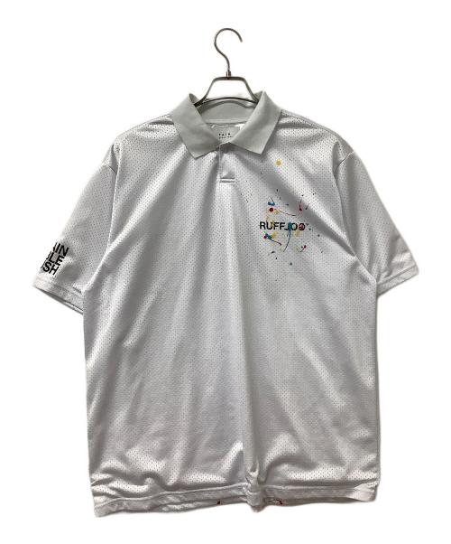 TAIN DOUBLE PUSH（タイン ダブルプッシュ）TAIN DOUBLE PUSH (タイン ダブルプッシュ) 半袖ポロシャツ PAINTED WXXDER IN MESH POLO SHIRTS ホワイト サイズ:Lの古着・服飾アイテム