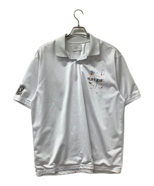 TAIN DOUBLE PUSH（タイン ダブルプッシュ）TAIN DOUBLE PUSH (タイン ダブルプッシュ) 半袖ポロシャツ PAINTED WXXDER IN MESH POLO SHIRTS ホワイト サイズ:Lの古着・服飾アイテム