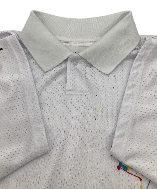 TAIN DOUBLE PUSH（タイン ダブルプッシュ）TAIN DOUBLE PUSH (タイン ダブルプッシュ) 半袖ポロシャツ PAINTED WXXDER IN MESH POLO SHIRTS ホワイト サイズ:Lの古着・服飾アイテム