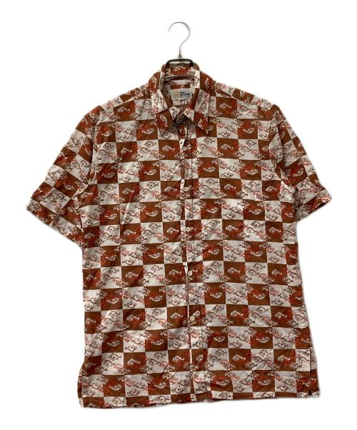 reyn spooner（レイン スプナー）reyn spooner (レイン スプナー) 70`s~80`sアロハシャツ  ブラウン×ホワイト サイズ:Lの古着・服飾アイテム