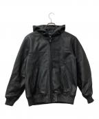 AVIREXアヴィレックス）の古着「レザージャケット LEATHER HOODIE JACKET」｜ブラック