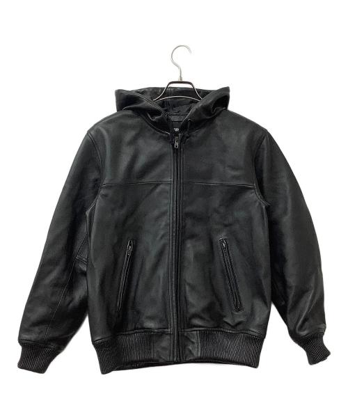 AVIREX（アヴィレックス）AVIREX (アヴィレックス) レザージャケット LEATHER HOODIE JACKET ブラック サイズ:Mの古着・服飾アイテム