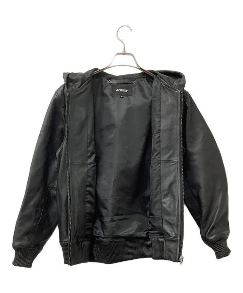 AVIREX（アヴィレックス）AVIREX (アヴィレックス) レザージャケット LEATHER HOODIE JACKET ブラック サイズ:Mの古着・服飾アイテム