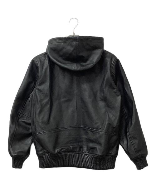 AVIREX（アヴィレックス）AVIREX (アヴィレックス) レザージャケット LEATHER HOODIE JACKET ブラック サイズ:Mの古着・服飾アイテム