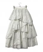 anuansアニュアンス）の古着「スカート イレギュラーティアードボリュームスカート」｜ホワイト