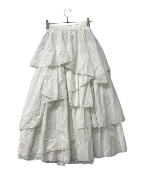 anuans（アニュアンス）anuans (アニュアンス) スカート イレギュラーティアードボリュームスカート ホワイト サイズ:Sの古着・服飾アイテム