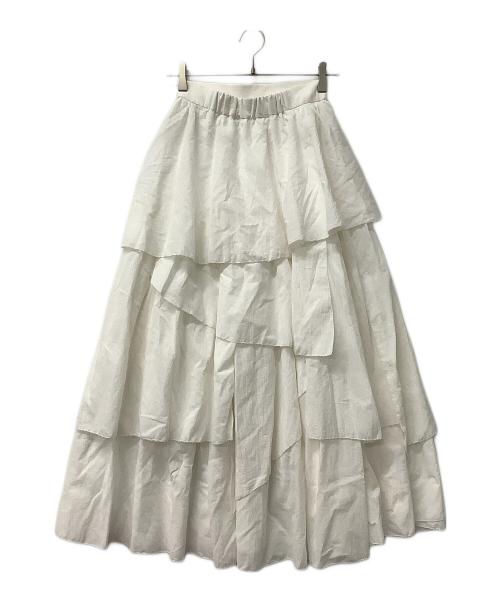 anuans（アニュアンス）anuans (アニュアンス) スカート イレギュラーティアードボリュームスカート ホワイト サイズ:Sの古着・服飾アイテム
