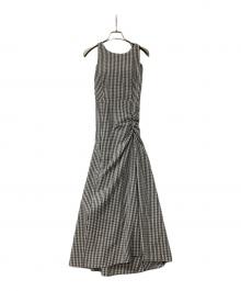 Snidel（スナイデル）の古着「ワンピース ドロストバックオープンワンピース」｜ホワイト×ブラック