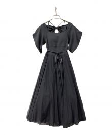 Snidel×Chacott（スナイデル×チャコット）の古着「半袖ワンピース ニット×チュールコンビワンピース」｜グレー