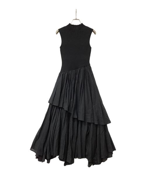 anuans（アニュアンス）anuans (アニュアンス) ノースリーブワンピース ノースリーブイレギュラーヘムドッキングニットワンピース ブラック サイズ:Sの古着・服飾アイテム