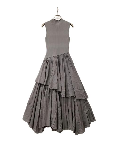 anuans（アニュアンス）anuans (アニュアンス) ノースリーブワンピース ノースリーブイレギュラーヘムドッキングニットワンピース グレー サイズ:Sの古着・服飾アイテム