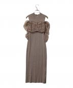 Snidelスナイデル）の古着「ワンピース チュールボレロリブニットワンピース」｜ピンク