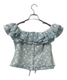 Snidel（スナイデル）の古着「シャツブラウス フラワージャガードブラウス」｜スカイブルー