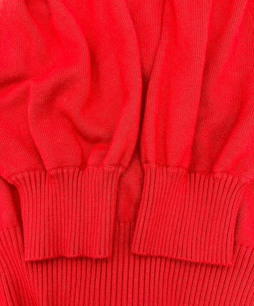 Snidel（スナイデル）Snidel (スナイデル) 半袖ニット リボンボタンニットカーディガン レッド サイズ:Sの古着・服飾アイテム