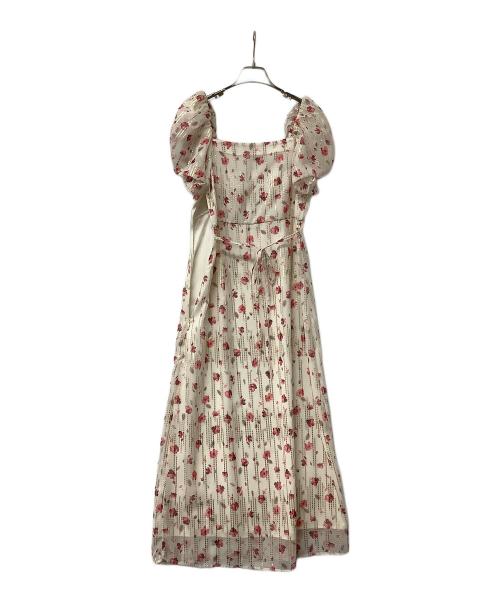 Snidel（スナイデル）Snidel (スナイデル) ワンピース ラメドビーシフォンプリントワンピース ホワイト×レッドの古着・服飾アイテム